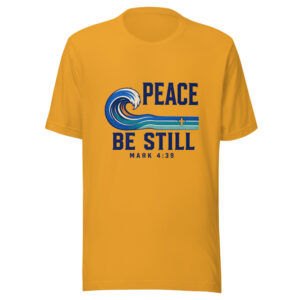 Peace Be Still - Mark 4:39 Jesus-calms-storm Graphic Tee mockup 1 Peace Be Still - Mark 4:39 Jesus-calms-storm Graphic Tee front view