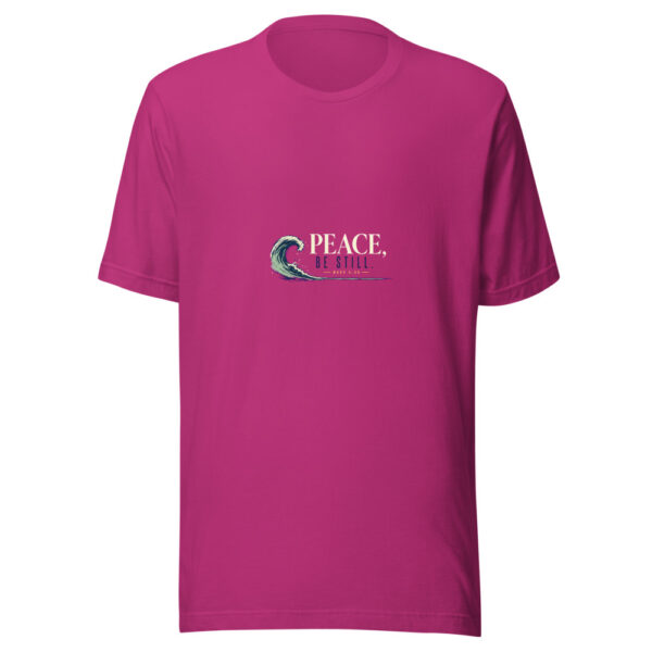 Peace, Be Still - Mark 4:39 Peace-be-still-mark-4-39 Graphic Tee mockup 1 Peace, Be Still - Mark 4:39 Peace-be-still-mark-4-39 Graphic Tee front view