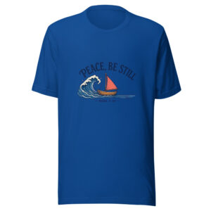 Peace, Be Still — Mark 4:39 Peace-be-still-storybook-sailboat Graphic Tee mockup 1 Peace, Be Still — Mark 4:39 Peace-be-still-storybook-sailboat Graphic Tee front view