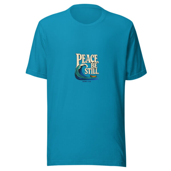 Peace, Be Still. — Mark 4:39 Peace-be-still-wave Graphic Tee mockup 1 Peace, Be Still. — Mark 4:39 Peace-be-still-wave Graphic Tee front view