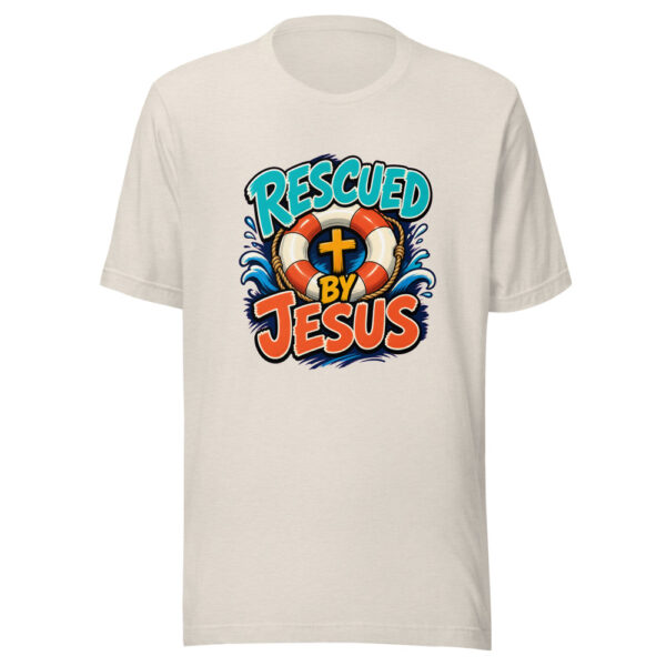Rescued By Jesus Graphic Tee mockup 14
