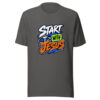 Start With Jesus Graphic Tee mockup 10