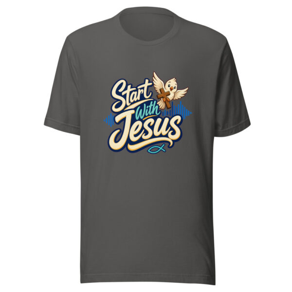 Start With Jesus Graphic Tee mockup 10