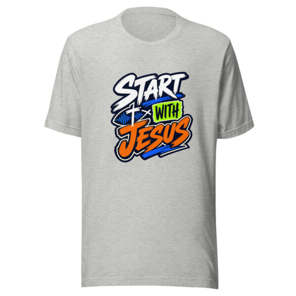 Start With Jesus Graphic Tee mockup 11