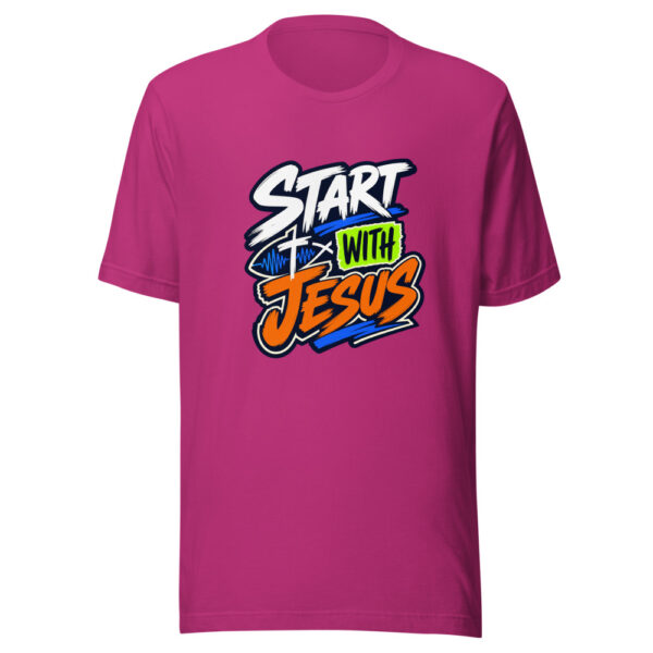 Start With Jesus Graphic Tee mockup 5