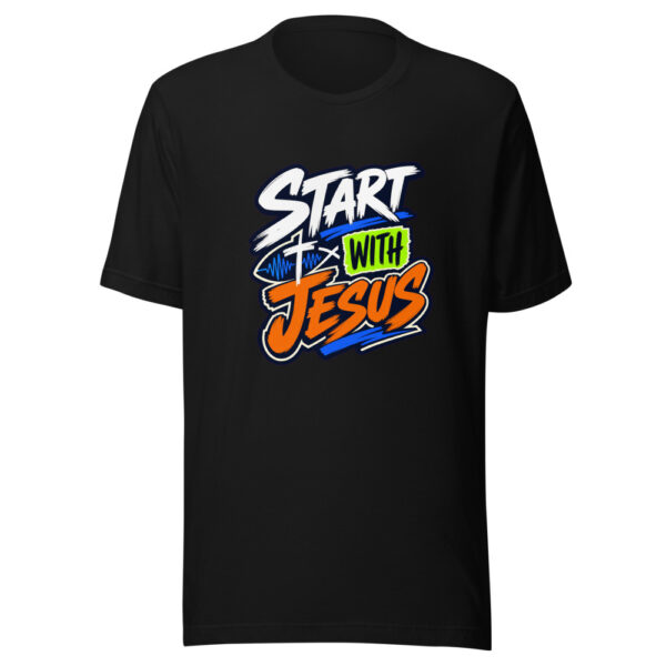 Start With Jesus Graphic Tee mockup 7
