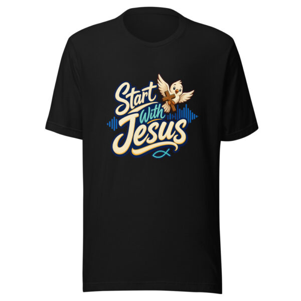 Start With Jesus Graphic Tee mockup 7