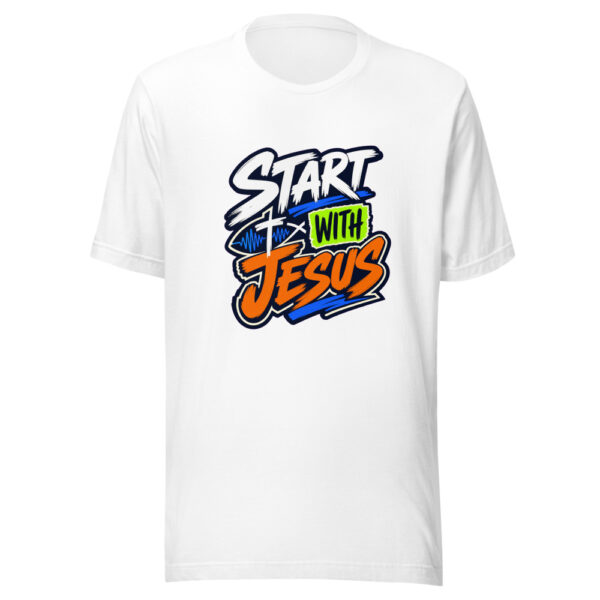 Start With Jesus Graphic Tee mockup 8