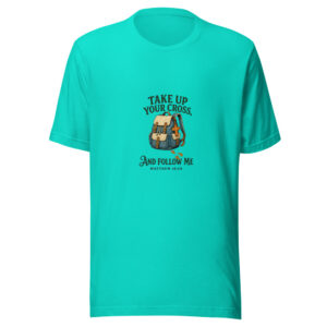 Take Up Your Cross, And Follow Me. — Matthew 16:24 Take-up-your-cross Graphic Tee mockup 1 Take Up Your Cross, And Follow Me. — Matthew 16:24 Take-up-your-cross Graphic Tee front view