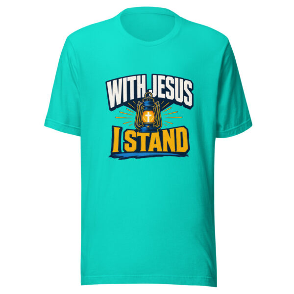 With Jesus I Stand Graphic Tee mockup 3