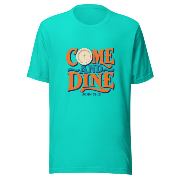 Come And Dine - John 21:12 Graphic Tee mockup 3 Come And Dine - John 21:12 Graphic Tee mockup 3