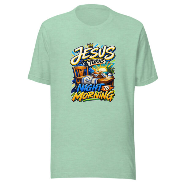 Jesus Turns Night To Morning Graphic Tee mockup 1 Jesus Turns Night To Morning Graphic Tee front view