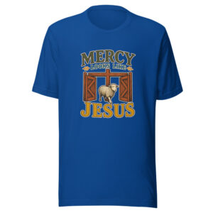 Mercy Looks Like Jesus Graphic Tee mockup 1 Mercy Looks Like Jesus Graphic Tee front view
