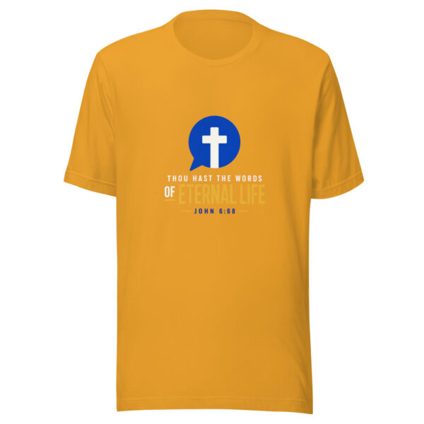 Thou Hast The Words Of Eternal Life — John 6:68 Words-eternal-life Graphic Tee mockup 2 Thou Hast The Words Of Eternal Life — John 6:68 Words-eternal-life Graphic Tee mockup 2