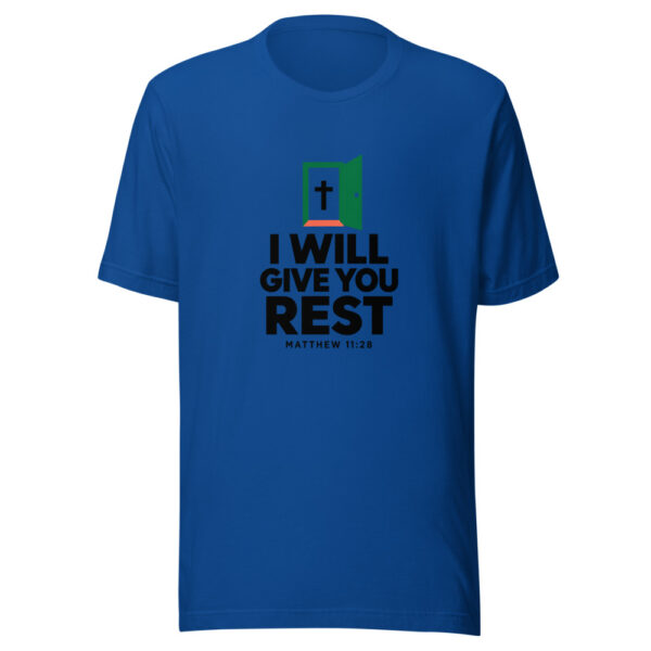 I Will Give You Rest Graphic Tee mockup 3