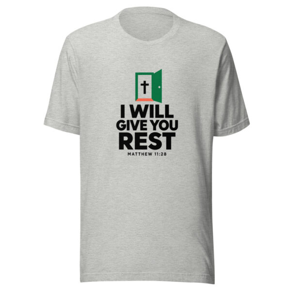 I Will Give You Rest Graphic Tee mockup 7