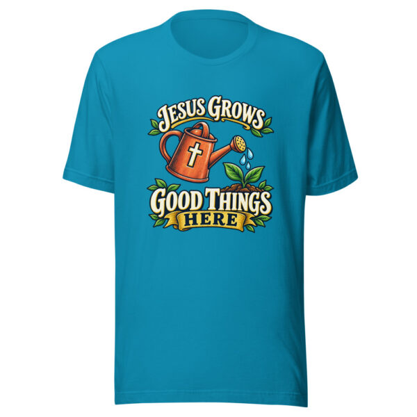 Jesus Grows Good Things Here Garden-faith Graphic Tee mockup 2 Jesus Grows Good Things Here Garden-faith Graphic Tee mockup 2