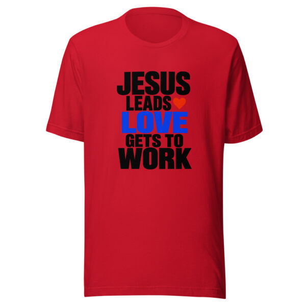 Jesus Leads Love Gets To Work Graphic Tee mockup 8 Jesus Leads Love Gets To Work Graphic Tee mockup 8