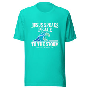 Jesus Speaks Peace To The Storm Graphic Tee mockup 1 Jesus Speaks Peace To The Storm Graphic Tee front view