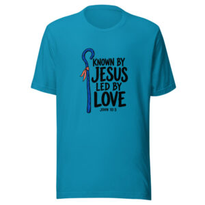 Known By Jesus Led By Love Graphic Tee front view