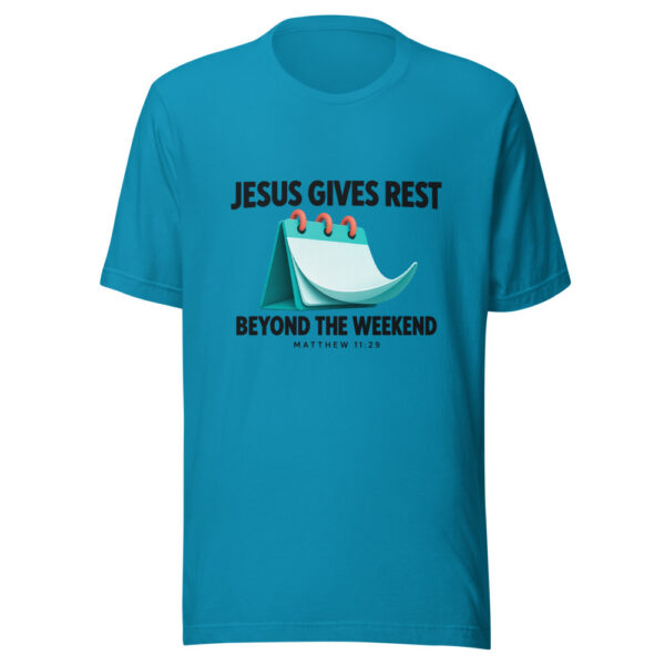 Jesus Gives Rest Beyond The Weekend Graphic Tee mockup 2 Jesus Gives Rest Beyond The Weekend Graphic Tee mockup 2