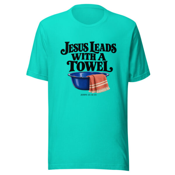 Jesus Leads With A Towel Graphic Tee mockup 1 Jesus Leads With A Towel Graphic Tee front view