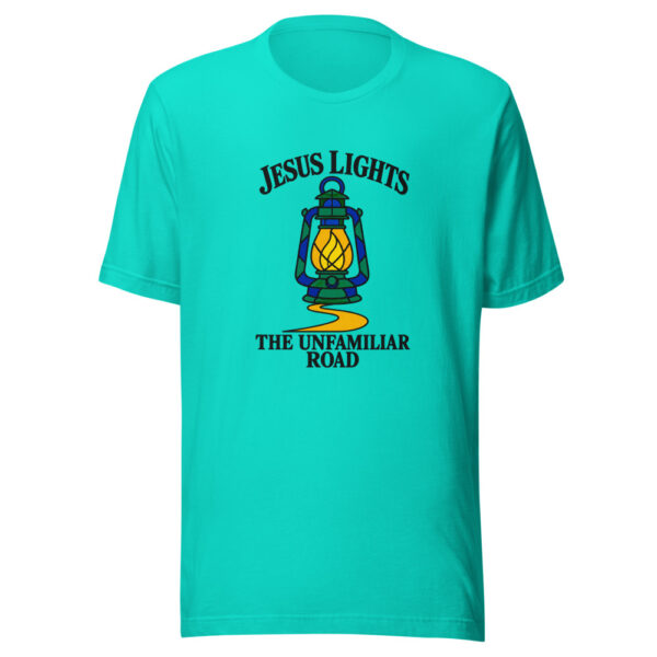 Jesus Lights The Unfamiliar Road Graphic Tee mockup 3