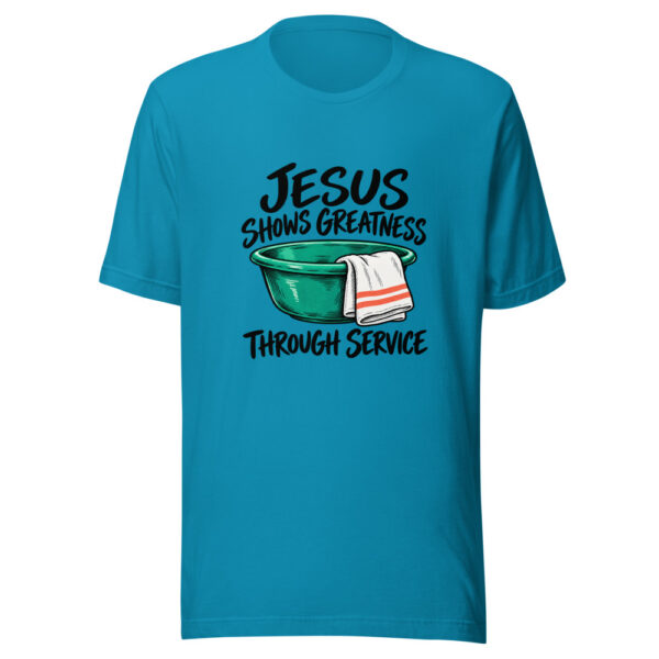 Jesus Shows Greatness Through Service Graphic Tee mockup 1 Jesus Shows Greatness Through Service Graphic Tee front view