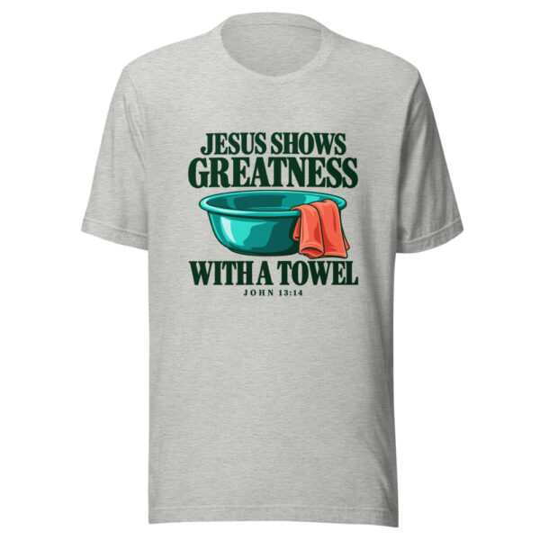 Jesus Shows Greatness With A Towel Graphic Tee mockup 7 Jesus Shows Greatness With A Towel Graphic Tee mockup 7