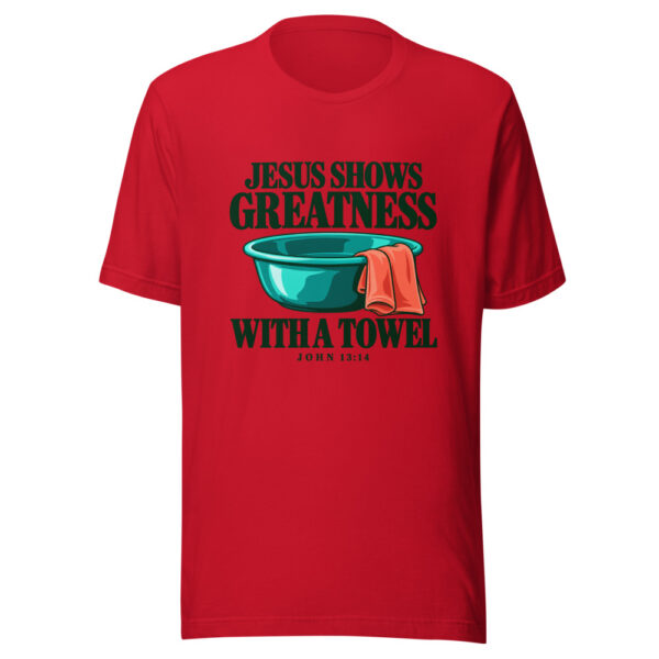 Jesus Shows Greatness With A Towel Graphic Tee mockup 8 Jesus Shows Greatness With A Towel Graphic Tee mockup 8