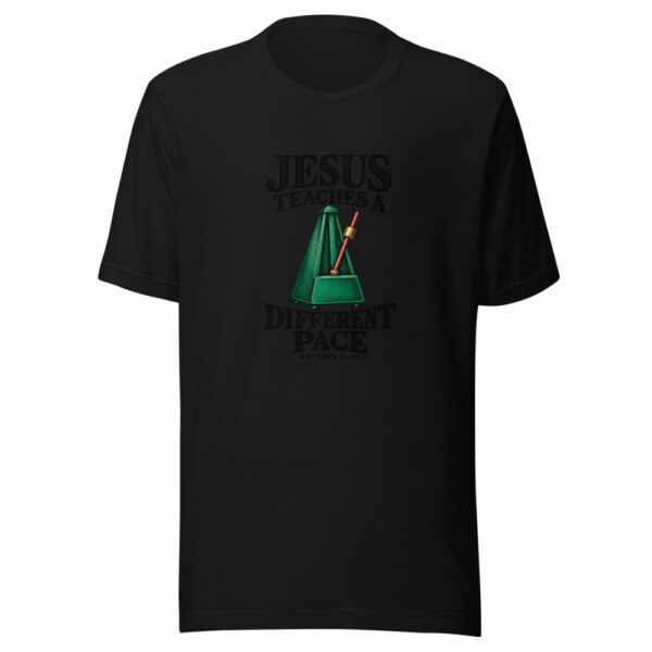 Jesus Teaches A Different Pace Graphic Tee mockup 4 Jesus Teaches A Different Pace Graphic Tee mockup 4