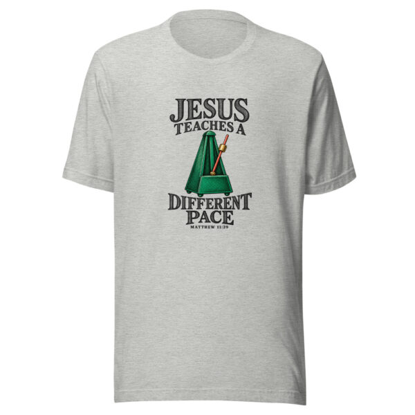Jesus Teaches A Different Pace Graphic Tee mockup 7 Jesus Teaches A Different Pace Graphic Tee mockup 7